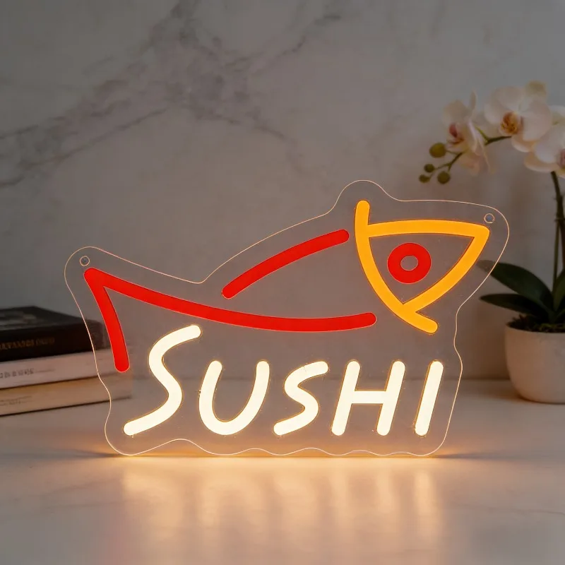 Commercial Kitchen Light - لافتة نيون LED على شكل سمكة
