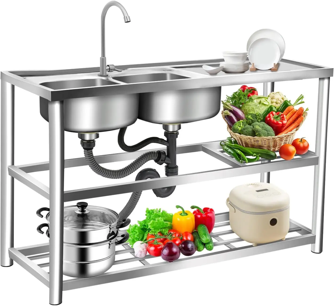 Commercial Kitchen Sink - حوض غسيل من الفولاذ المقاوم للصدأ