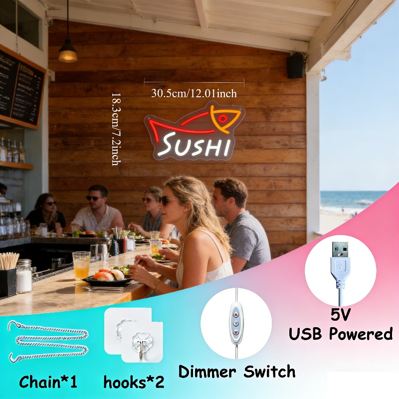 لافتة نيون LED على شكل سمكة سو - مراجعة Commercial Kitchen Light وسعره
