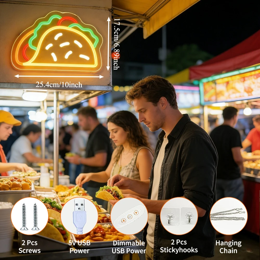 لافتة نيون تاكو بإضاءة LED قاب - مراجعة Commercial Kitchen Light وسعره